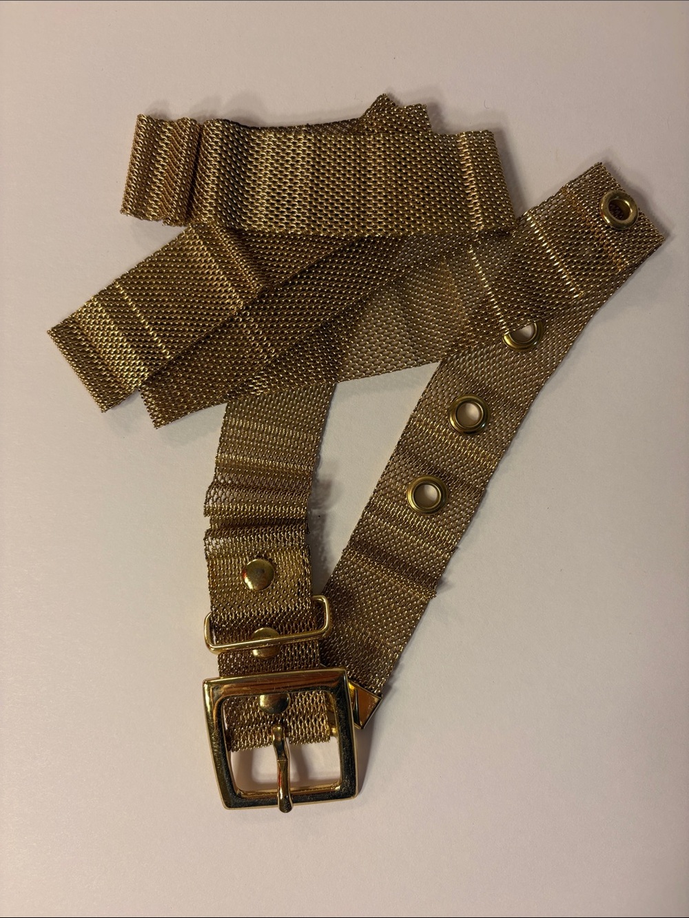 Vintage Gold Tone Adjustable Woven Belt